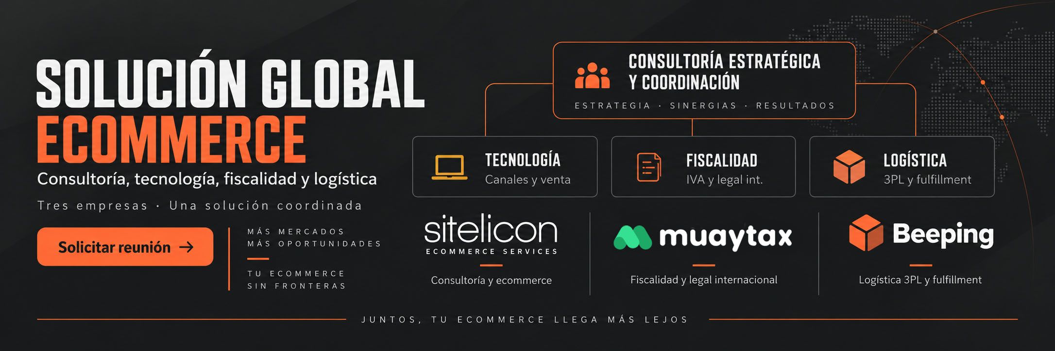 Solución Global Ecommerce: Sitelicon, MUAYTAX y Beeping coordinan tecnología ecommerce, fiscalidad internacional y logística